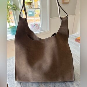 Cuyana Oversized Double Loop suede bag